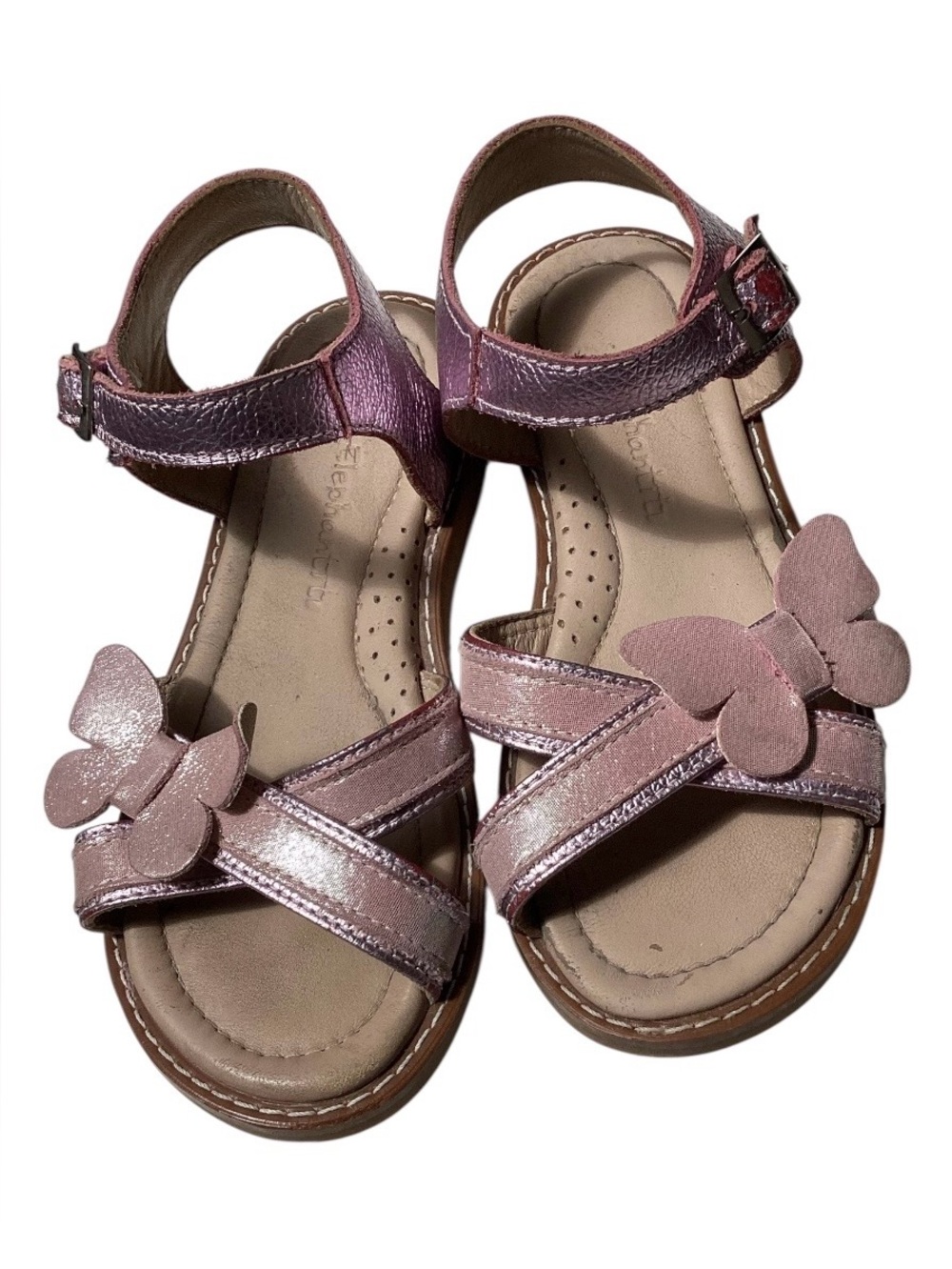 Elephantito Metallic Pink Butterfly Strap Sandals